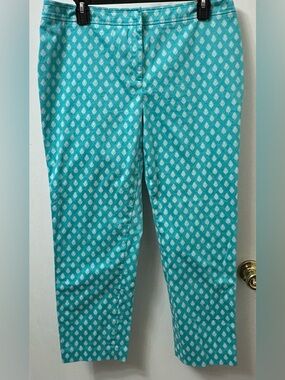 Doncaster Turquoise & White Printed Pants